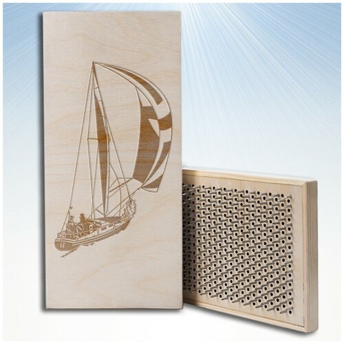 фото Доска садху / доска с гвоздями / доска для йоги / море корабль - 1542, черная чакра