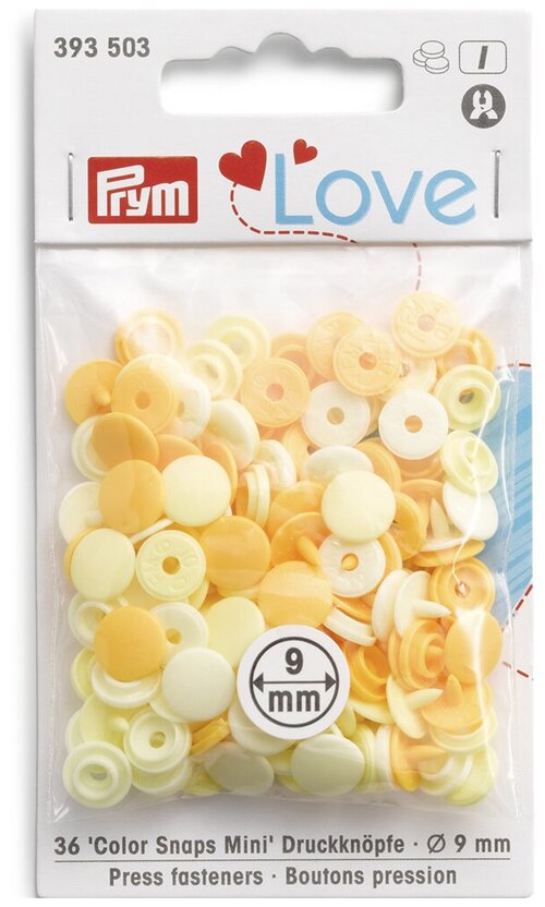 Prym 393503 Kнопки Color Snaps Mini PrymLove, желтый цв, 36шт Prym