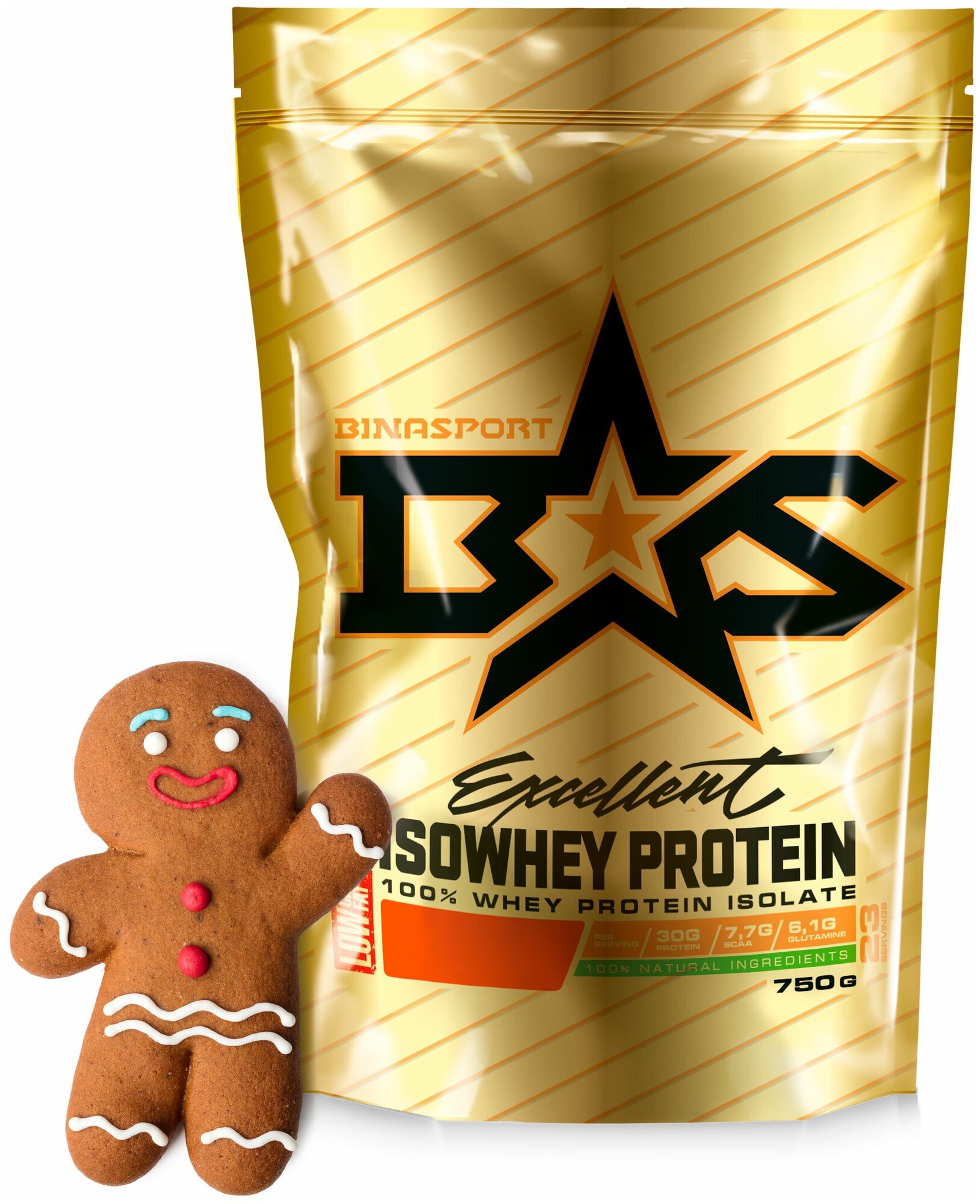 Изолят сывороточного протеина Binasport "Excellent ISOWHEY PROTEIN" 750 г со вкусом имбирного пряника