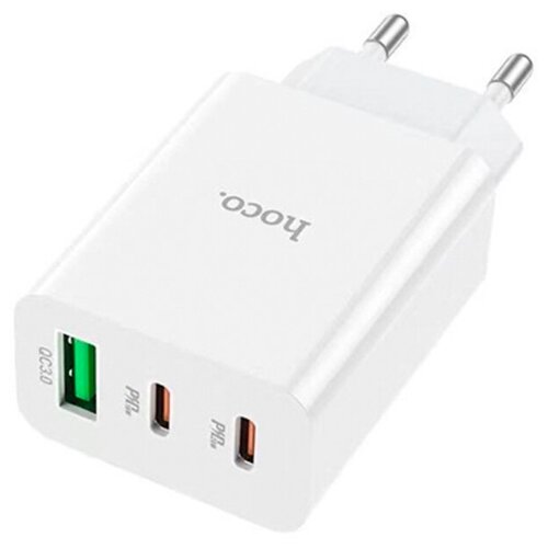 Блок питания сетевой 1 USB, 2 Type-C HOCO C99A, 1000mA, PD, QC, FCP, AFC, цвет: белый