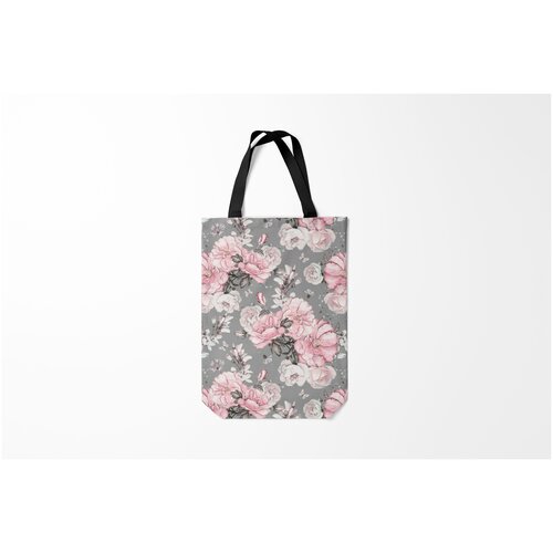 фото Сумка-шоппер / 31х42 см / девушкам / цветочки и бабочки розовые розы burnettie