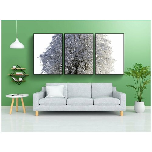 фото Набор модулных постеров для интерьера "дерево, зима, зимний" 60x90 см. в тубусе, без рамки lotsprints