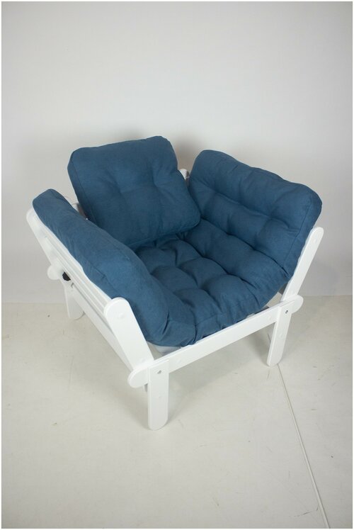 Кресло-кушетка, шезлонг Ламба с матрасом белый/синий