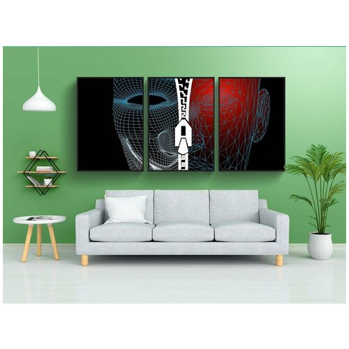 фото Набор модулных постеров для интерьера "психология, психика, маска" 60x90 см. в тубусе, без рамки lotsprints