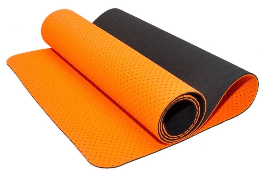 Коврик для фитнеса и йоги TJD-FO066 (Оранжевый-черный)