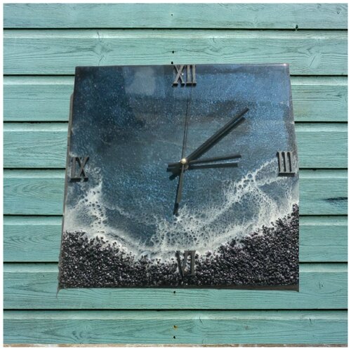 фото Авторские часы черное море (ручная работа, размер 30*30)часы настенные/часы настенные бесшумные/часы настенные на кухню handmadeart