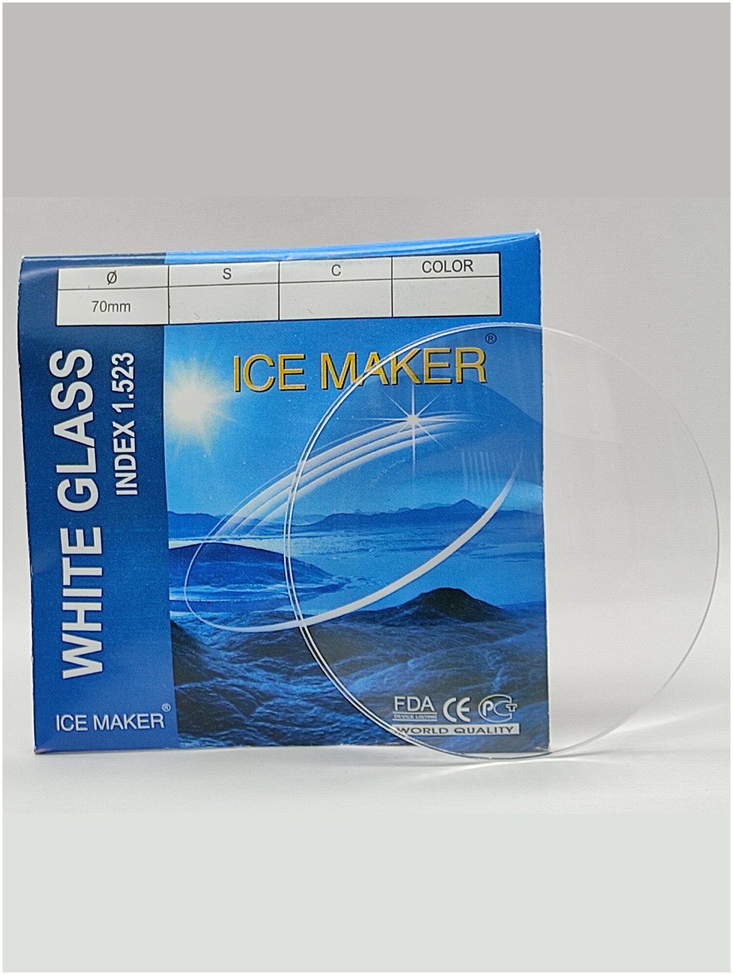 Линза для очков ICE MAKER -2.75, index 1.523, d 70 1шт