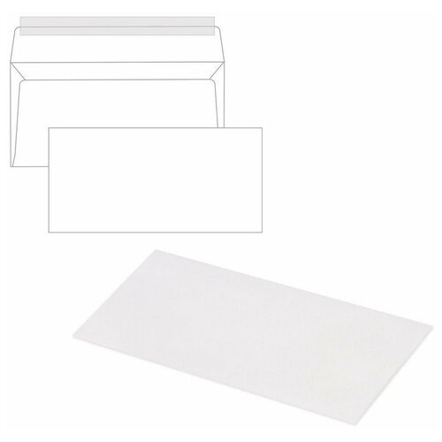 Конверты Е65 (110х220 мм), отрывная полоса, белые, 1000 шт Ряжская печатная фабрика