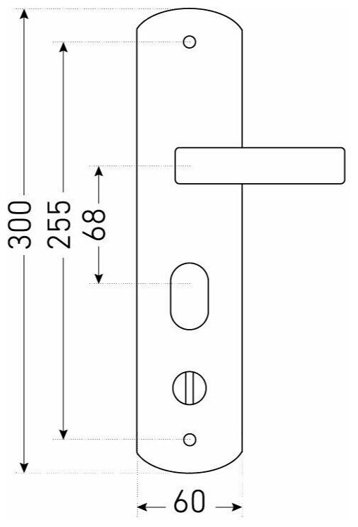 Комплект ручек на нержавеющей планке для металлических дверей аллюр РН-А300 Y, двухсторонняя универсальная