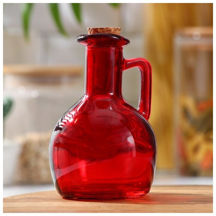 Бутыль стеклянная для соусов и масла Доляна «Олио», 200 мл, h=12 см, цвет красный (1шт.)