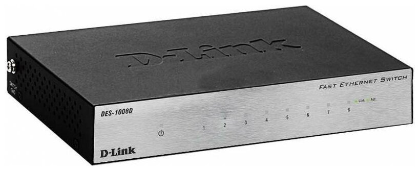 D-Link DES-1008D/L2B Неуправляемый коммутатор с 8 портами 10/100Base-TX