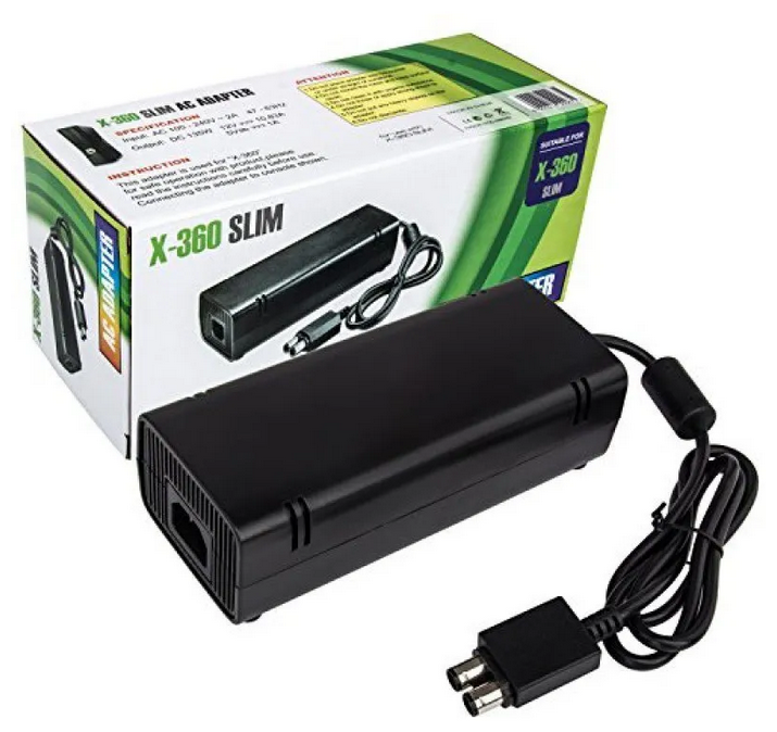 Блок питания Metrobas для приставки Xbox 360 Slim, пластик, черный, 1 шт