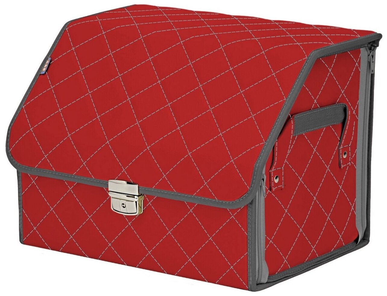 Органайзер-саквояж в багажник "Союз Премиум" (размер M). Цвет: красный с серой прострочкой Ромб.