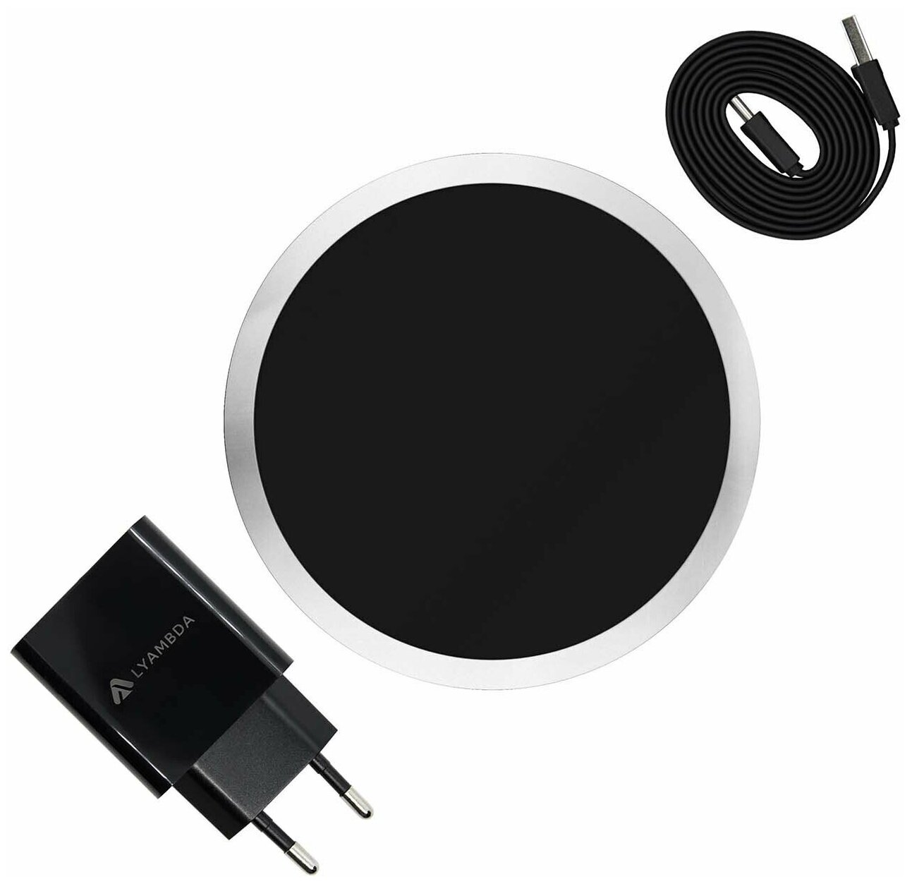 Беспроводное зарядное устройство Lyambda, USB, USB type-C, 2A, черный Noname - фото №3