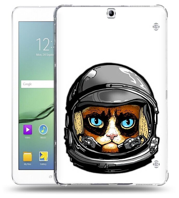 Чехол задняя-панель-накладка-бампер MyPads кот космонавт для Samsung Galaxy Tab S2 9.7 SM-T810/T813/T815/T819 противоударный