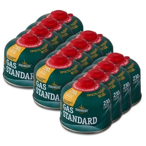 фото Баллон газовый резьбовой tourist standard 230г, комплект 12шт.