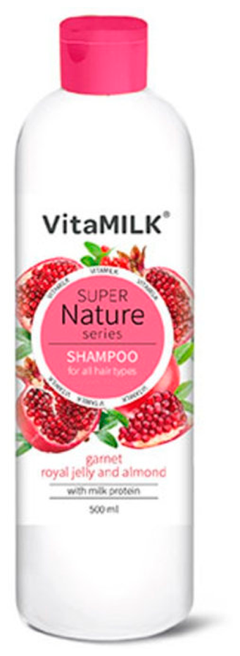 Шампунь для волос VITAMILK Super Nature (гранат, маточное молочко и миндаль), 500 мл