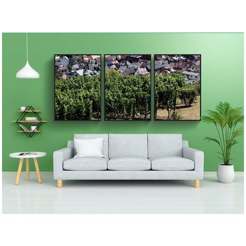 фото Набор модулных постеров для интерьера "виноградник, город, германия" 60x90 см. в тубусе, без рамки lotsprints