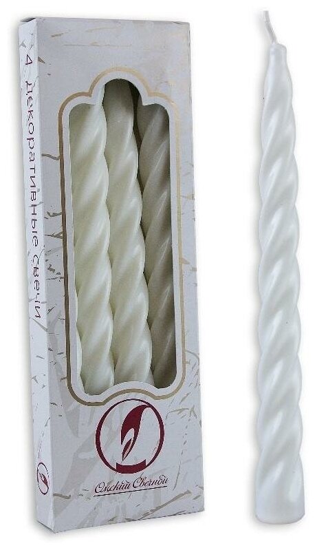 фото Омский Свечной Свечи витые 24.5 см, 4 шт, белые 008431