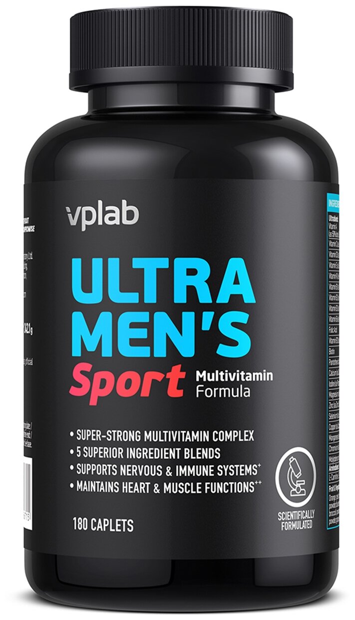 Витаминно-минеральный комплекс для мужчин VPLAB Ultra Men's Sport Multivitamin Formula, активность и энергия, 90 каплет