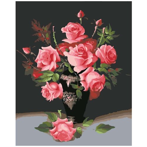 фото Hs0025 набор для рисования по номерам 'ваза с розами' 40*50см hobruk