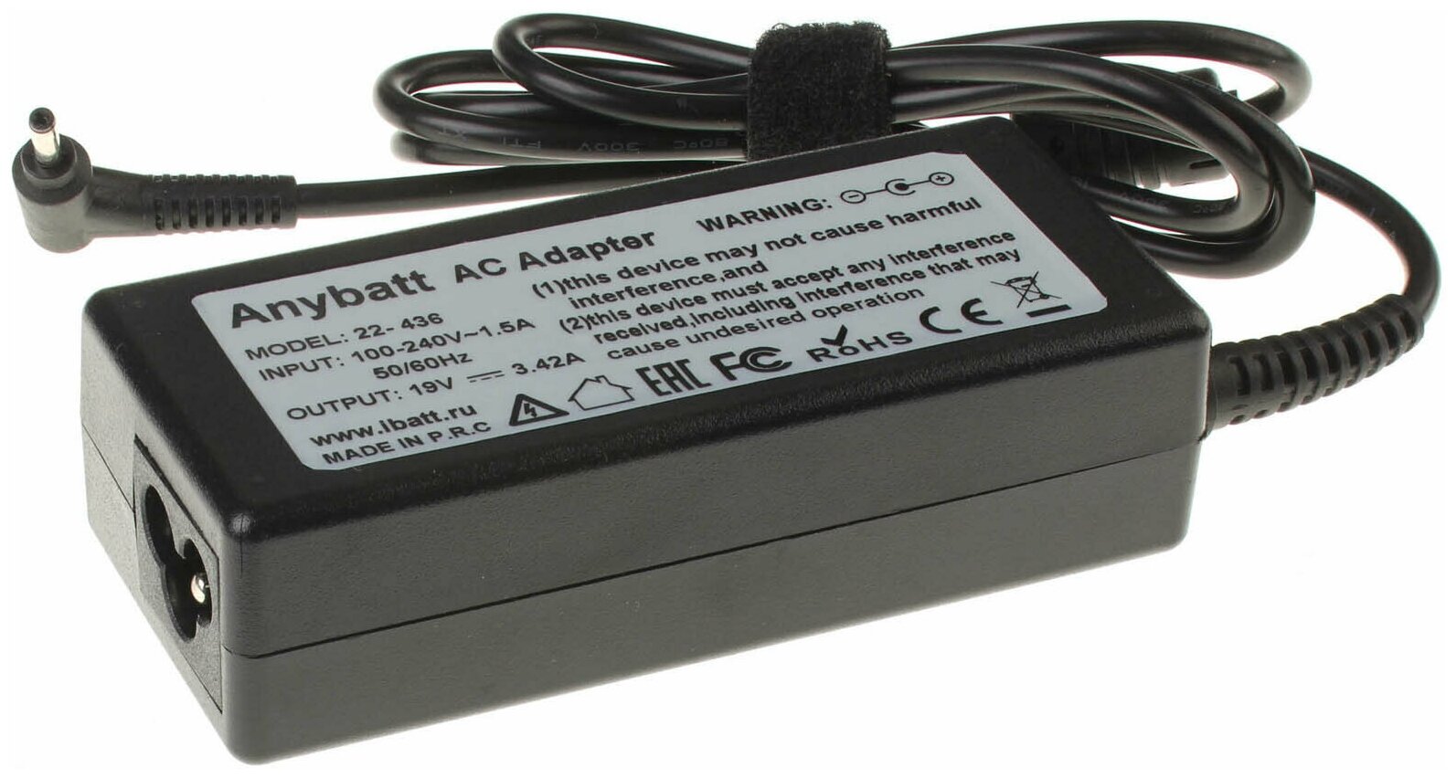 Блок питания Anybatt 22-B1-436 19V 3,42A, 65W, разъём 3.0*1.0 mm для Acer PA-1650-80, PA-1650-80AW, AK.065AP.034,