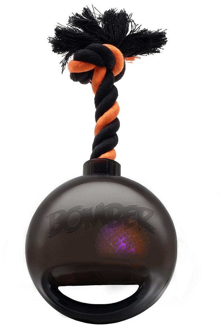 Игрушка Хаген, серия Bomber, Мяч светящийся с ручкой на веревке черный, 12,7см (H80828)