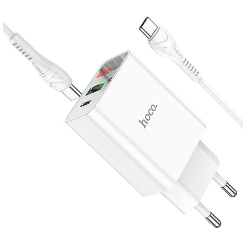 Блок питания сетевой 1 USB Type-C HOCO C100A 20Вт QC30 PD кабель Type-C Type-C цвет белый 62100₽