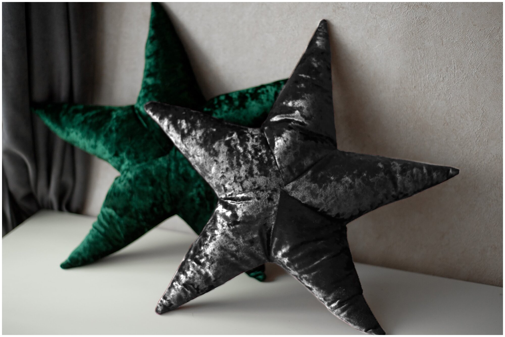 Подушка звезда Avelvi design, декоративная подушка из бархата, ручной работы, серый