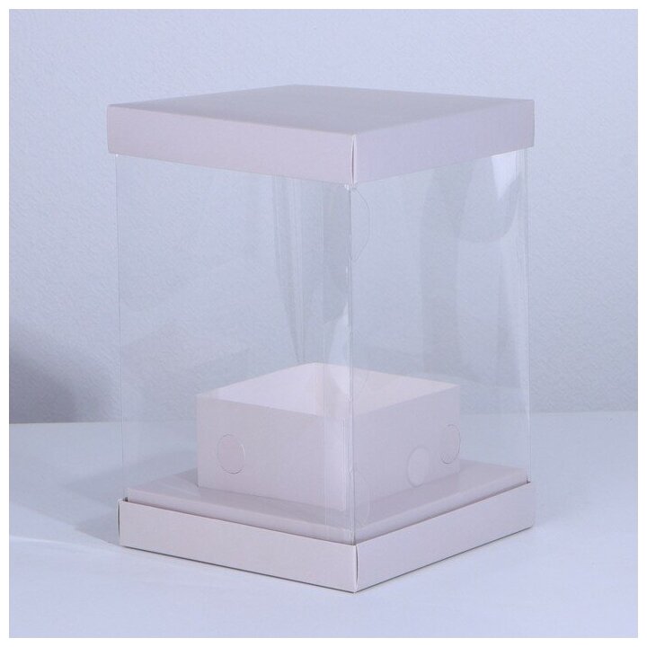 Коробка для цветов с вазой и PVC окнами складная «Серая», 16 х 23 х 16 см