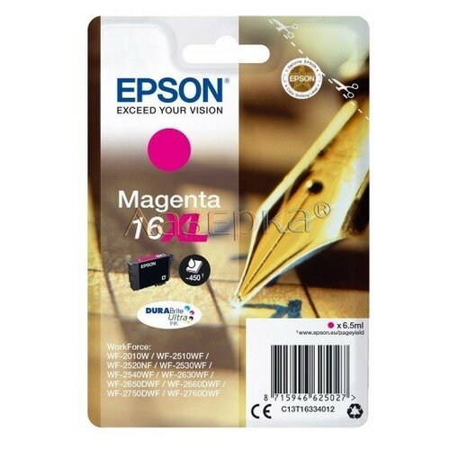 Картридж Epson C13T16334012 оригинальный лазерный картридж Epson (C13T16334012) пурпурный картридж epson t580a пурпурный [c13t580a00]