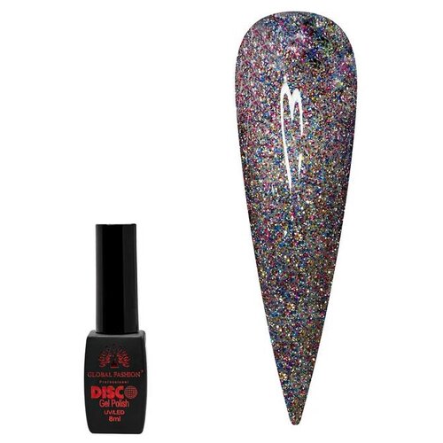 Global Fashion Гель-лак Disco Gel Polish, 8 мл, B09 global fashion гель лак светоотражающий с блестками disco gel polish для ногтей маникюра и педикюра 8 мл b08