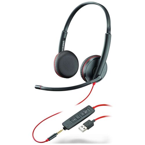 Наушники с микрофоном Plantronics Blackwire C3225 черный/красный 1.5м накладные оголовье (209747-201)