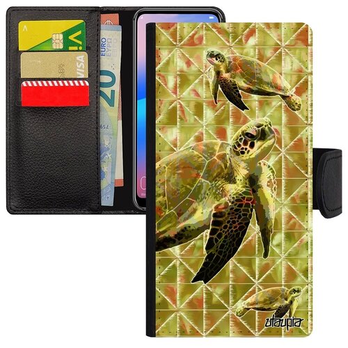 фото Ударопрочный чехол книжка на // galaxy a40 // "черепаха" дизайн гиганская, utaupia, светло- зеленый