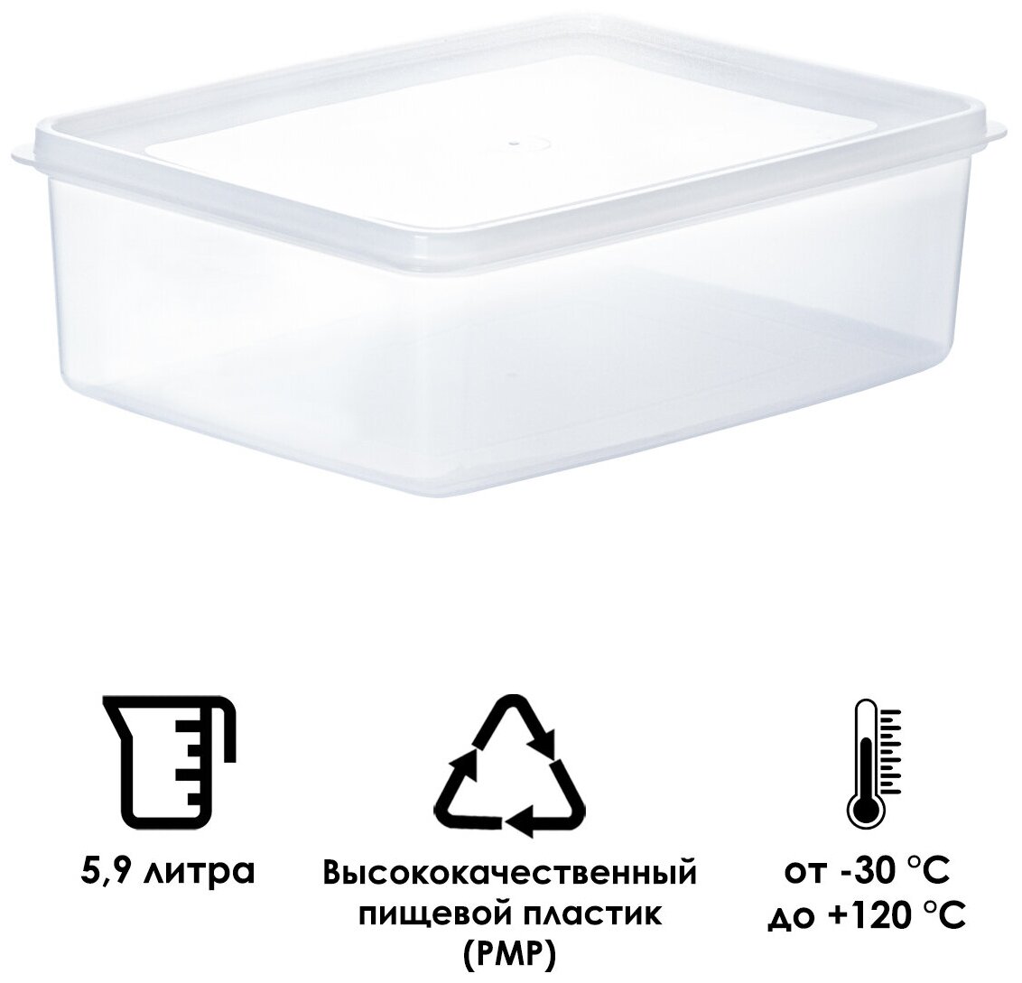 Герметичный контейнер для продуктов с антибактериальным эффектом 5,9 л 31х23,5х10 см Tonbo - фотография № 4