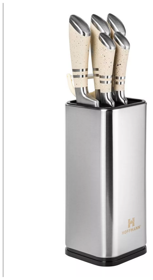 Набор ножей HOFFMANN с блоком для хранения, цвет: бежевый/стальной (НМ 6640)