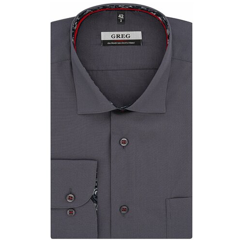 фото Рубашка мужская длинный рукав greg 330/119/dgr/1p, прямой силуэт / сlassic fit, цвет серый, рост 174-184, размер ворота 45