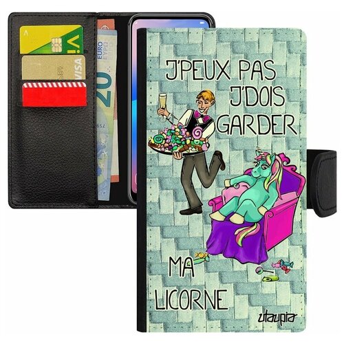 фото Чехол-книжка для мобильного mi 8 lite, "не могу - сижу с единорогом!" анекдот шутка utaupia