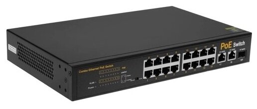 POE-коммутатор 16-канальный 2xRJ452xSFP UPLINK POE-A 200Вт ORIENT SWP-5516POE2PSFP PS 1GB