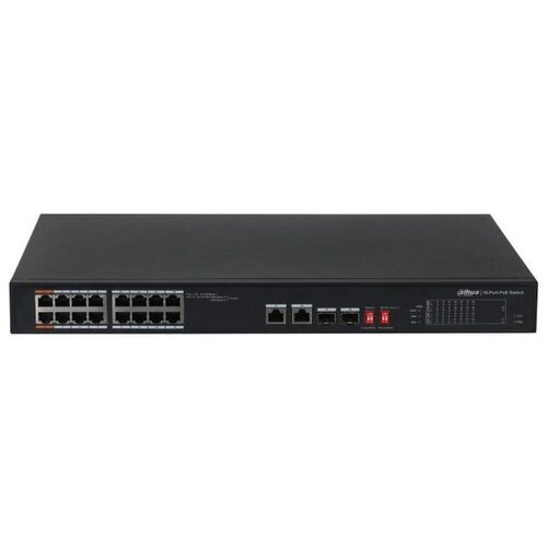 dahua dh pfs3218 16et 135 Коммутатор Dahua DH-PFS3218-16ET-135 16x100Mb 2G 2SFP 14PoE 135W неуправляемый