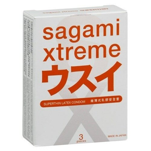 Ультратонкие презервативы Sagami Xtreme Superthin - 3 шт., прозрачный