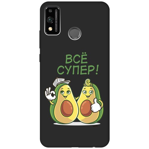 фото Силиконовая чехол-накладка silky touch для honor 9x lite с принтом "funny avocado" черная gosso