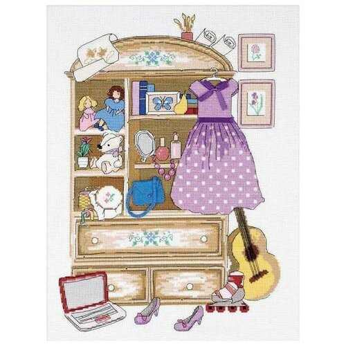 фото Набор для вышивания крестом риолис "шкафчик для девочки", 30х40 см, арт. 1373