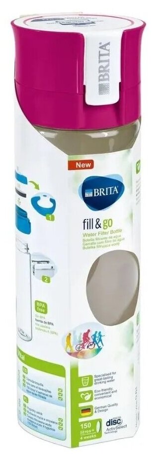 Бутылка-фильтр Brita Fill&Go розовая - фотография № 5