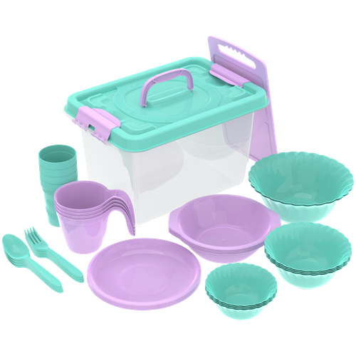 Альт-Пласт Набор посуды на 4 персоны «Весёлая компания», 36 предметов