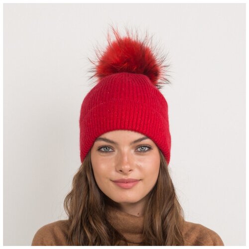 фото Шапка женская flioraj красная 710/14-м fj люрекс с отворотом