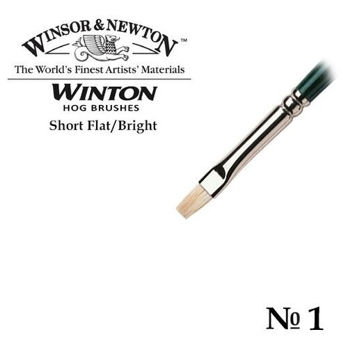 фото Кисть winsor&newton кисть щетина плоская укороченная №1 winsor&newton winton short flat winsor & newton