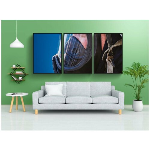 фото Набор модулных постеров для интерьера "пожарные, пожарный, профиль" 60x90 см. в тубусе, без рамки lotsprints