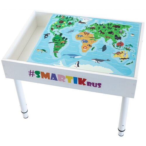 Детский световой стол Smartik световая песочница с грифельной крышкой, игровым полем 