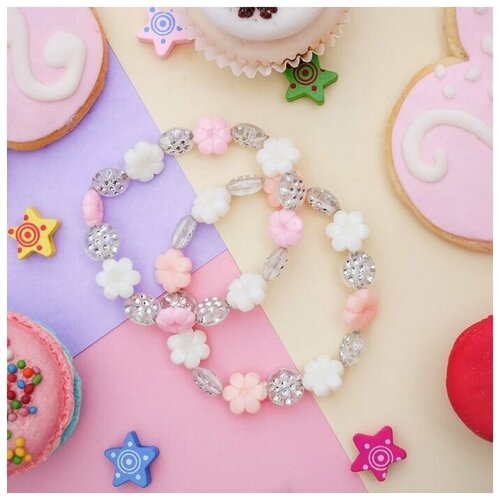 Браслет детский Выбражулька цветочки нежные цвет бело-розовый 13600₽